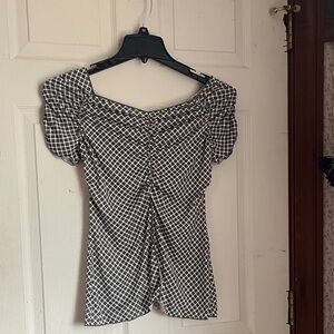 Y2K Max Studio Black and White Polka Dot Patterned Blouse